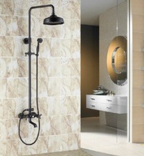 Black Oil Rubbed Brass Bathroom Rainfall Shower Faucet Set Bath Mixer Tap 2rs021