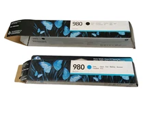 HP D8J10A Black, D8J07A Cyan Ink Cartridge Genuine New Open Box