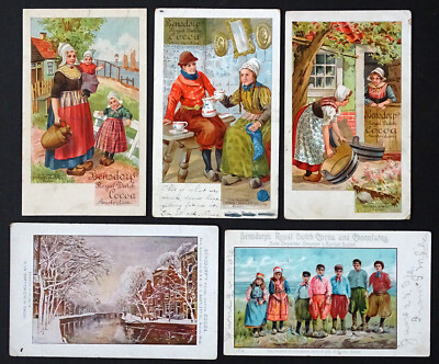 5 Antique BENSDORP'S CHOCOLATE COCOA Victorian Advertising Trade