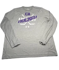 Under Armour Men's HeatGear Long Sleeve Gray CA Hockey Graphic Shirt Sz XL