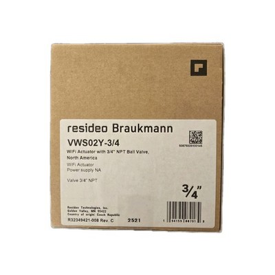 Resideo Braukmann VWS02Y-3/4 L5 WiFi Leak Shutoff with 3/4'' NPT Ball Valve New