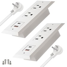 Recessed Power Strip - 2 Pack,20W USB C Fast Charging 2-Pack,6.5 ft Cord White