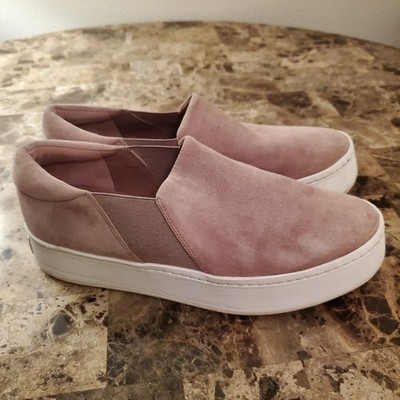 Vince Warren Suede Tan Blush Brown Platform Slip On Sneaker Size 7.5 casual chic