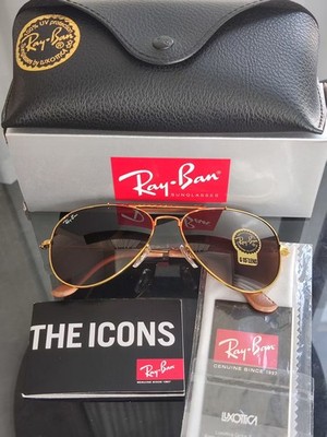 RAY-BAN RB3422,aviator sunglasses 58-14,Gold Frame/58mm large Brown Lens