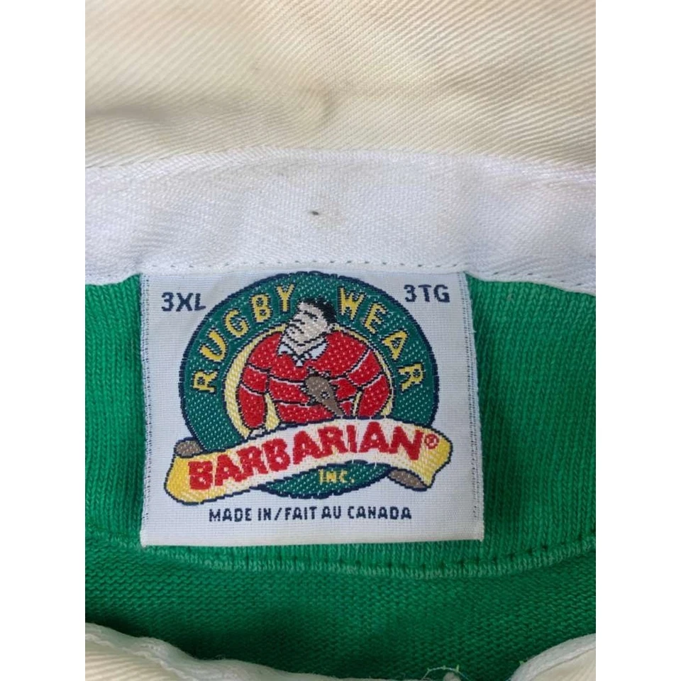 Vintage Ireland Barbarian Rugby Shirt 3XL Green Plaid Red Patch Work Embroider - Image 4 of 4