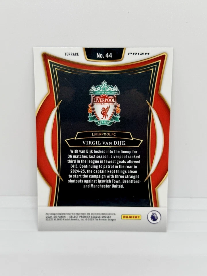 2024-25 Select Premier League VIRGIL VAN DIJK Terrace Level White Sparkle Prizm - Image 2 of 2
