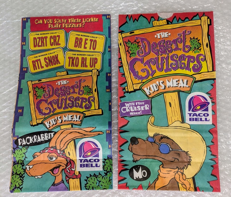taco-bell-desert-cruisers-1995-kids-meal-paper-bags-set-of-2-nos-rare