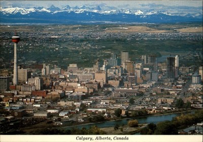 Calgary Alberta Canada aerial view unposted vintage postcard m841