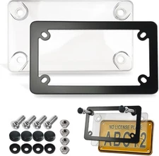 Motorcycle License Plate Covers- Bubble Protector and Black... 