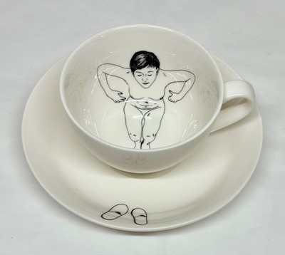 Pols Potten Skinny Dip Tea Cup Set Nude Bathing Beauty Woman Ester Horchner B