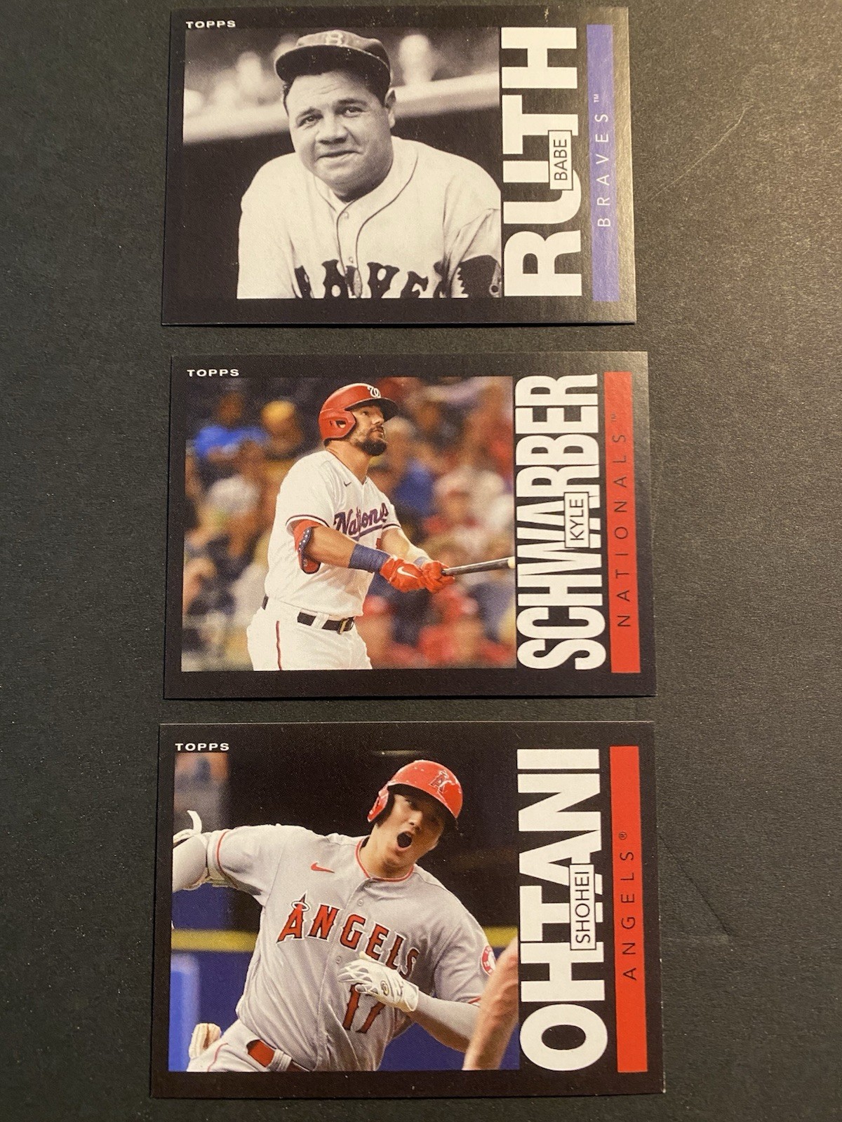 2021 Topps TBT Ruth, OHTANI, Schwarber, Cards 85,86,87