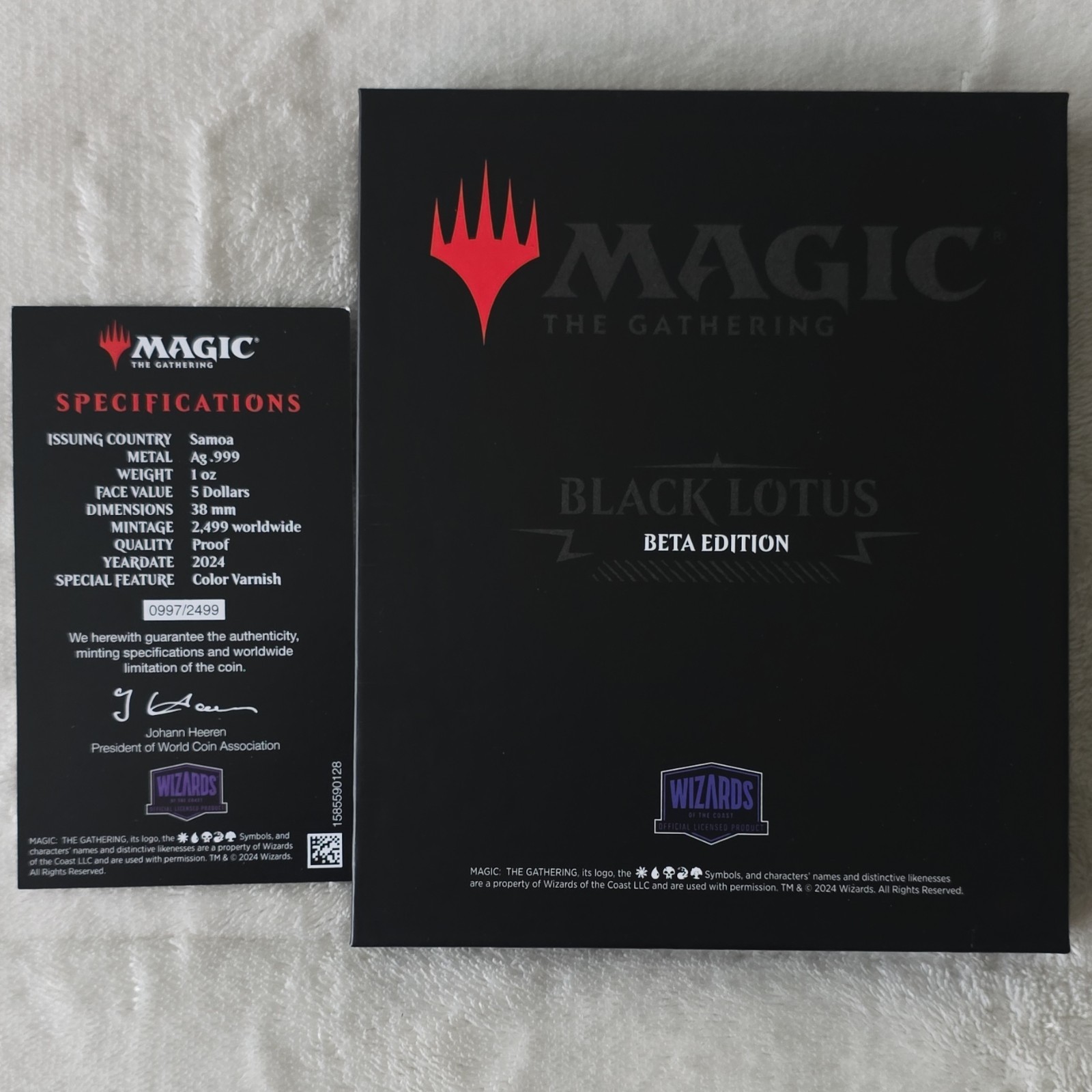 Magic: The Gathering Black Lotus Beta Edition 1 oz Coin Set w/ COA & Packaging view 3