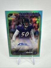 2024 Topps Chrome Football Adisa Isaac /199 Aqua AUTO Rookie RC #RA-AIS Ravens