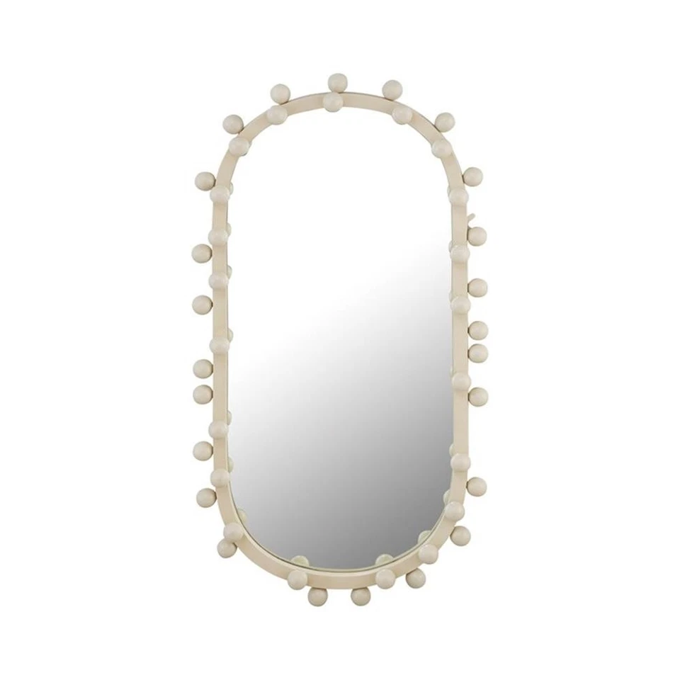 Pemberly Row Contemporary Bubbles Ivory Oval Metal Wall Mirror - Image 2 of 4