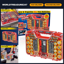 Battery Storage Organizer Case with Tester - Holds 180 Batteries, Double-Sided,