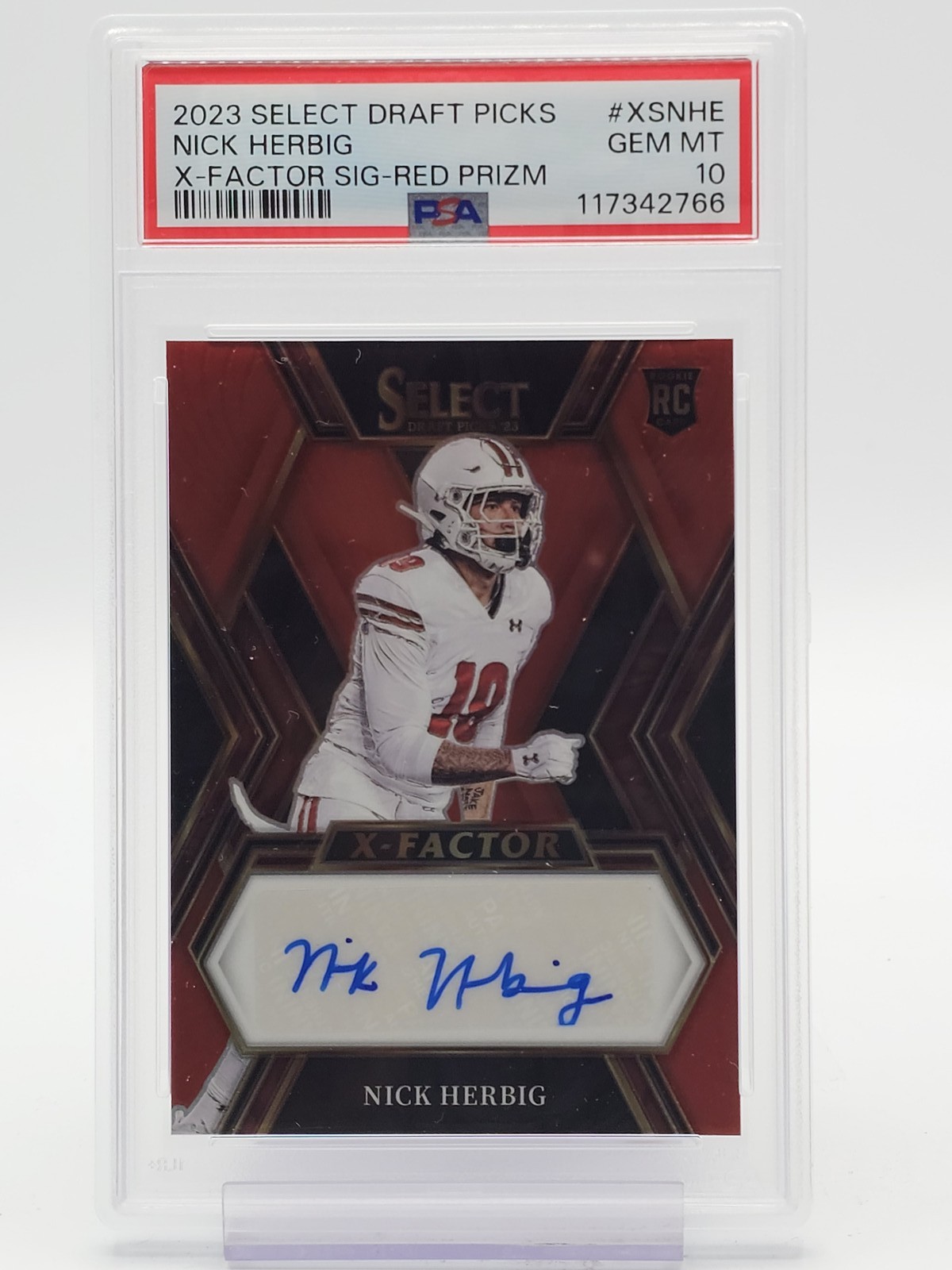 Nick Herbig Panini Select Draft Picks X-Factor Signatures #XSNHE Red