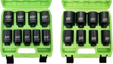 SUNHZMCKP 1/2" Drive Deep Impact Socket Set 17-Piece, Spindle 6 Point Axle Nut S