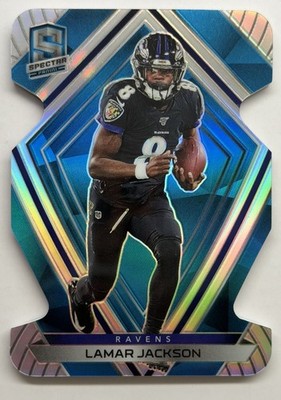 2020 Panini Spectra Lamar Jackson Blue Neon Die-Cut Hyper Parallel /50 Ravens
