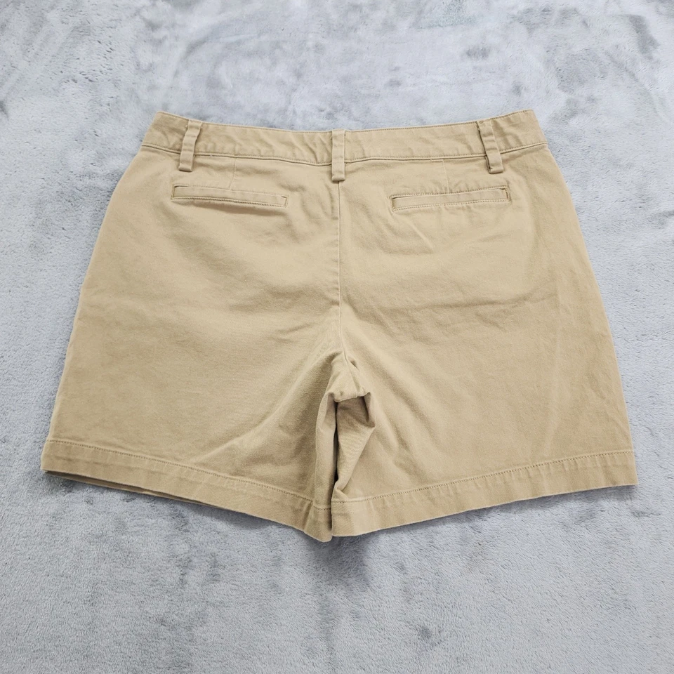 Lands End Shorts Womens 8P Tan Khaki Mid Rise Chino Stretch Cotton Preppy Summer - Image 2 of 4