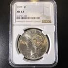1923 Philadelphia Mint Peace Silver Dollar $1 MS63 Grade, NGC
