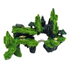 Fish Tank Mountain View Decoration Aquarium Stone Ornament Bridge with Moss