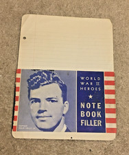 Vtg Notebook Filler Paper & Wrapper World War II Heroes Captain Colin Kelly Jr