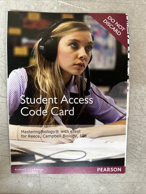NEW Pearson Student Access Code Card MasteringBiology For Reece Campbell Bio 10e