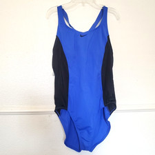 Nike Swimsuit Color Surge Power Back One-Piece Royal Blue Black Womens Size XL