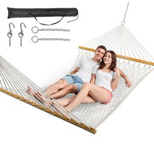 ANAGOO Hamak podwójny dla 2 osób, ręcznie tkana lina z białym 
