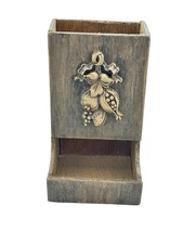 Vintage Match Box Holder Side Strike 5" Vtg Dispenser Wall Mount