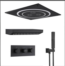 Shower Faucet System 19  LED Ceiling Rainfall Shower Head 14  Shoulder Massager