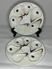 2 Antique Cream Folded Napkin Oyster Plates  8 3/8” D # 0414 Registrirt Welmar