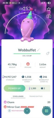 Glänzender Wobbuffet Kostüm Party Hut. Trad3 Pokemon Go