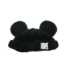 Tokyo Disney Resort Mickey Fluffy Boa Fan Cap Hat Black 58cm Japan Exclusive