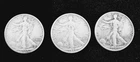 3 Walking Liberty Half Dollar 2 - 1942 D  1 - 1943 P Circulated