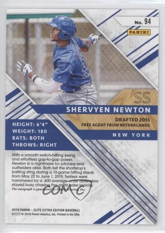 2019 Panini Elite Extra Edition Aspirations Blue /50 Shervyen Newton #94 Auto - Image 2 of 2