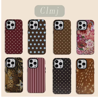Polka Dot Phone Case for iPhone 11 17 Double Layer Protective Cover