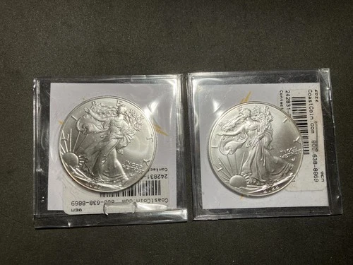 Two 2022 WALKING LIBERTY 1oz. AMERICAN EAGLE .999 FINE SILVER DOLLAR COINS