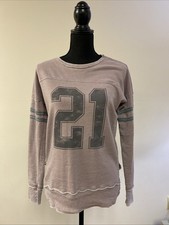 Ladies Grunge Rock Angel Pink Faded Sweatshirt Size Small