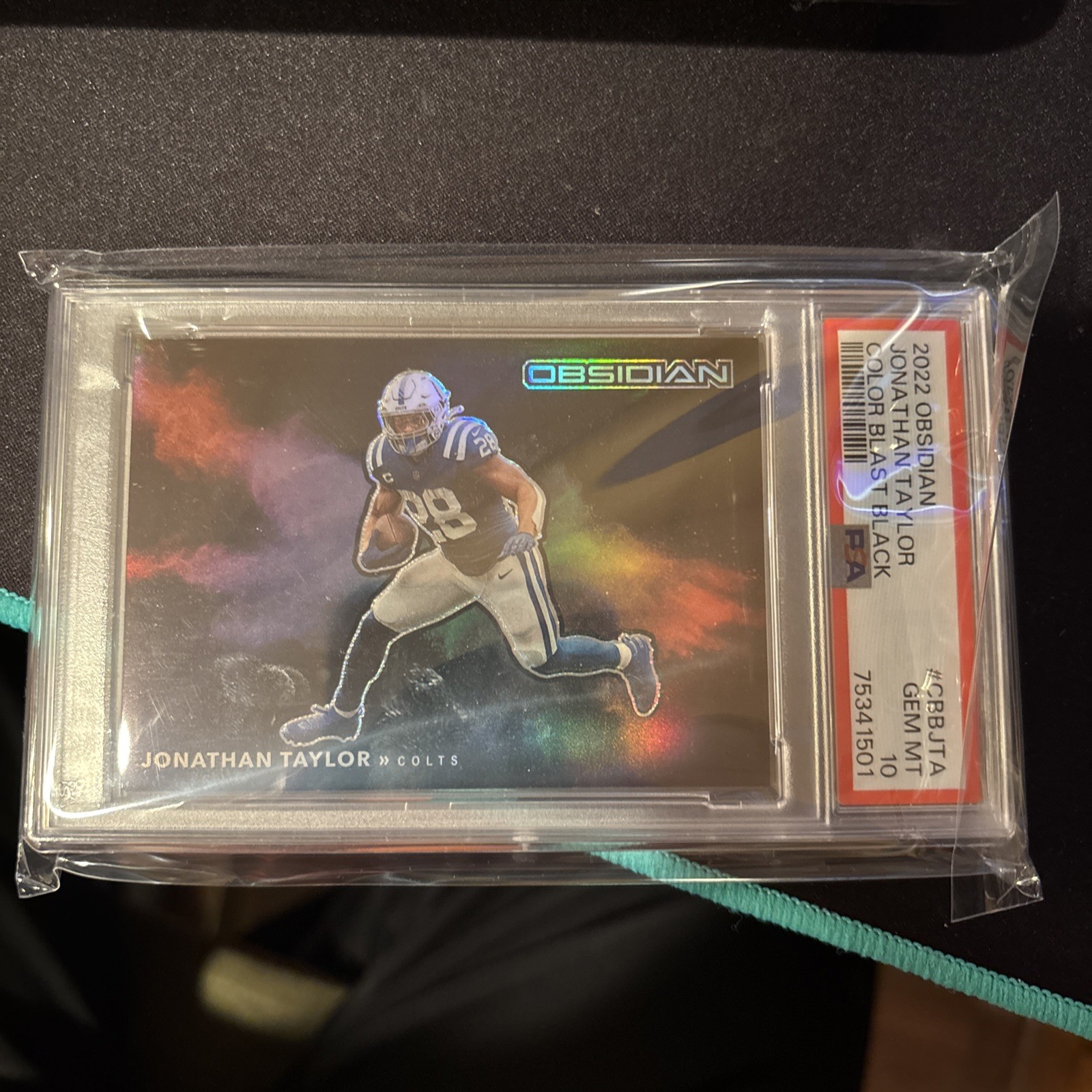 2022 Obsidian Jonathan Taylor Color Blast Black PSA 10 Indianapolis Colts