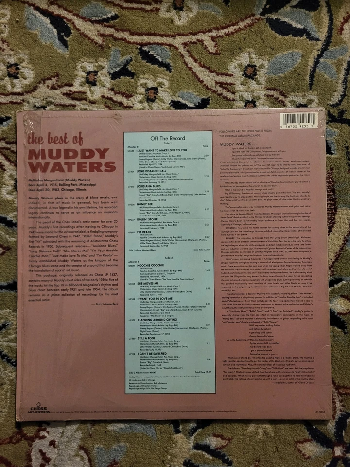 Muddy Waters - The Best Of Muddy Waters LP Vinyl MCA/Chess CH 9255 EXC + Shrink - Image 2 of 4