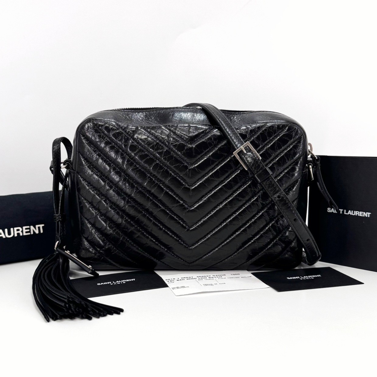 Borsa a tracolla Saint Laurent Matelassé Monogram Le Camera nera 468537