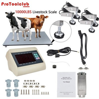 Livestock Scale Cattle Hogs Pigs Squeeze Chute Floor Scale 10000 lb w/ Indicator