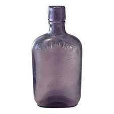 Early Twentieth Century Amethyst Number 30 Half Pint Glass Flask Vase Sunroom