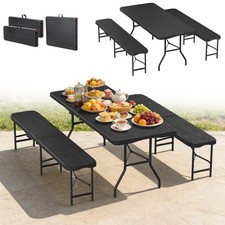 Bierzeltgarnitur Garten Klappbar Biertischgarnitur 3-teilig Festzeltgarnitur