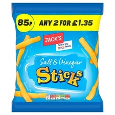 Jack's Salt & Vinegar Sticks Crisps Potato Snacks 18x60g FAST AND FREE DELIVERY