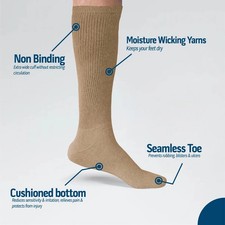 2-6-12Pairs Men Diabetic Over the Calf Socks Knee High circulatory Health Cotton