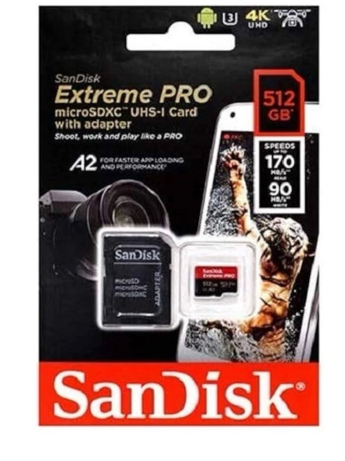 SanDisk Extreme PRO microSDXC 512GB A2 UHS-I 170MB/s mit SD-Adapter