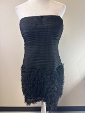 Adrianna Papell Black Formal Evening Corset Mini Dress Size 14 Strapless 