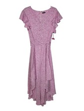 Vince Camuto Printed Flutter-Sleeve Handkerchief Dress - Violet Blush